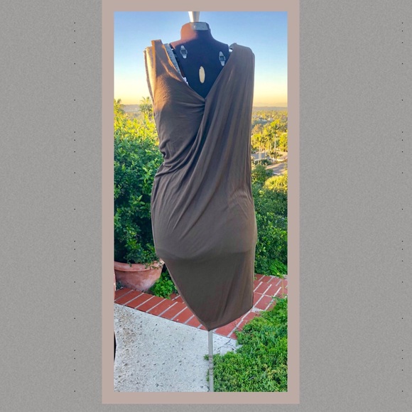 HELMUT LANG designer dress Brown asymmetrical dress modern y2k formal / casual 6 - Picture 5 of 8